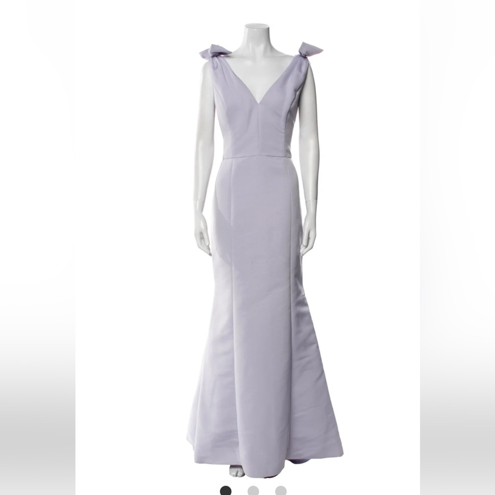 Amsale Faille V-neck gown
